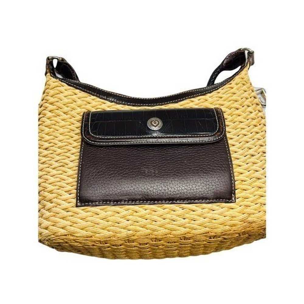 BRIGHTON Raffia Leather Trim Shoulder Bag Vintage… - image 3
