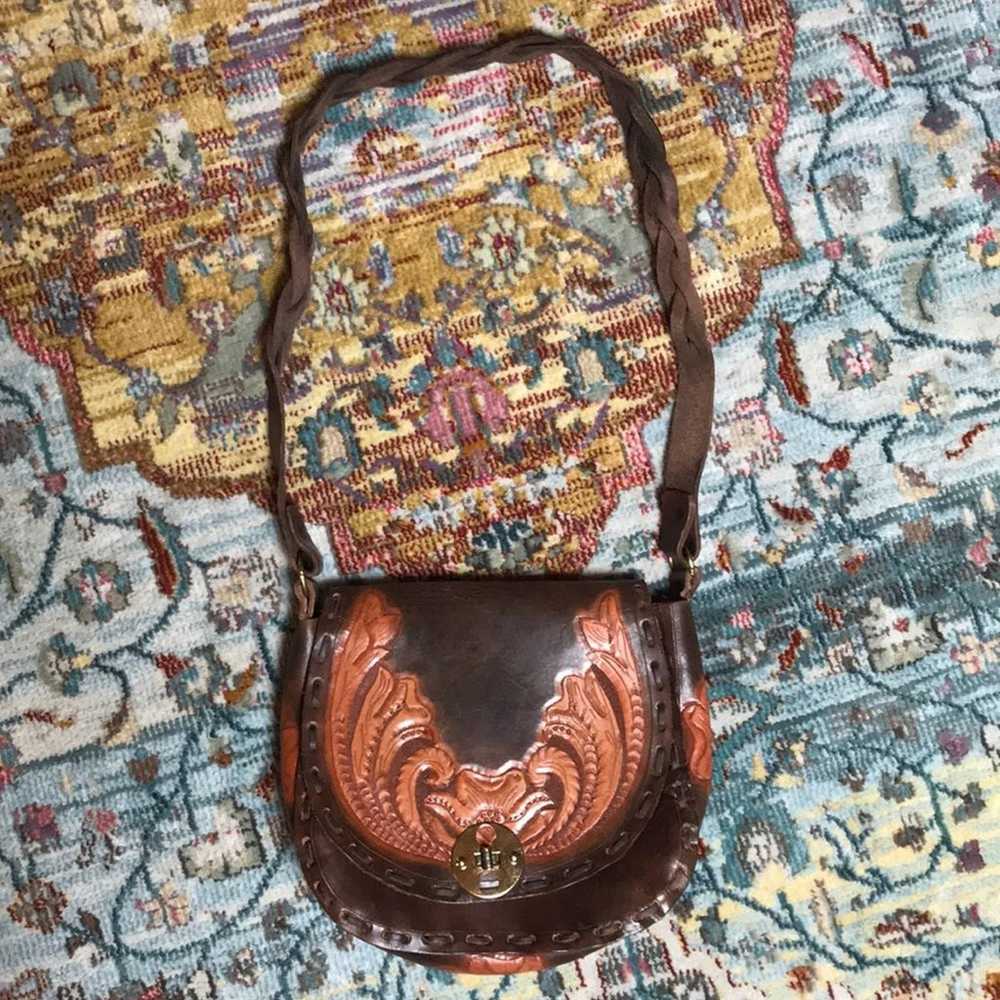 Western Hand Tooled Leather Purse Gem