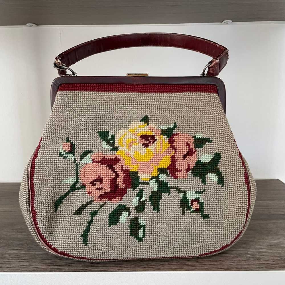 Vintage Rose Embroidered Bag - image 1