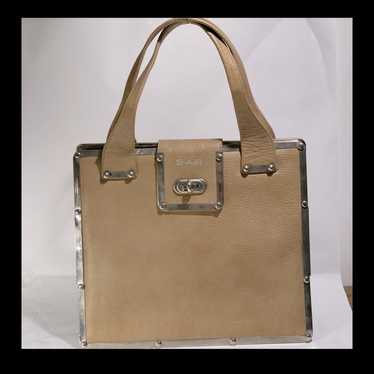 Vintage Penns Tan Leather & silver Metal Shoulder… - image 1