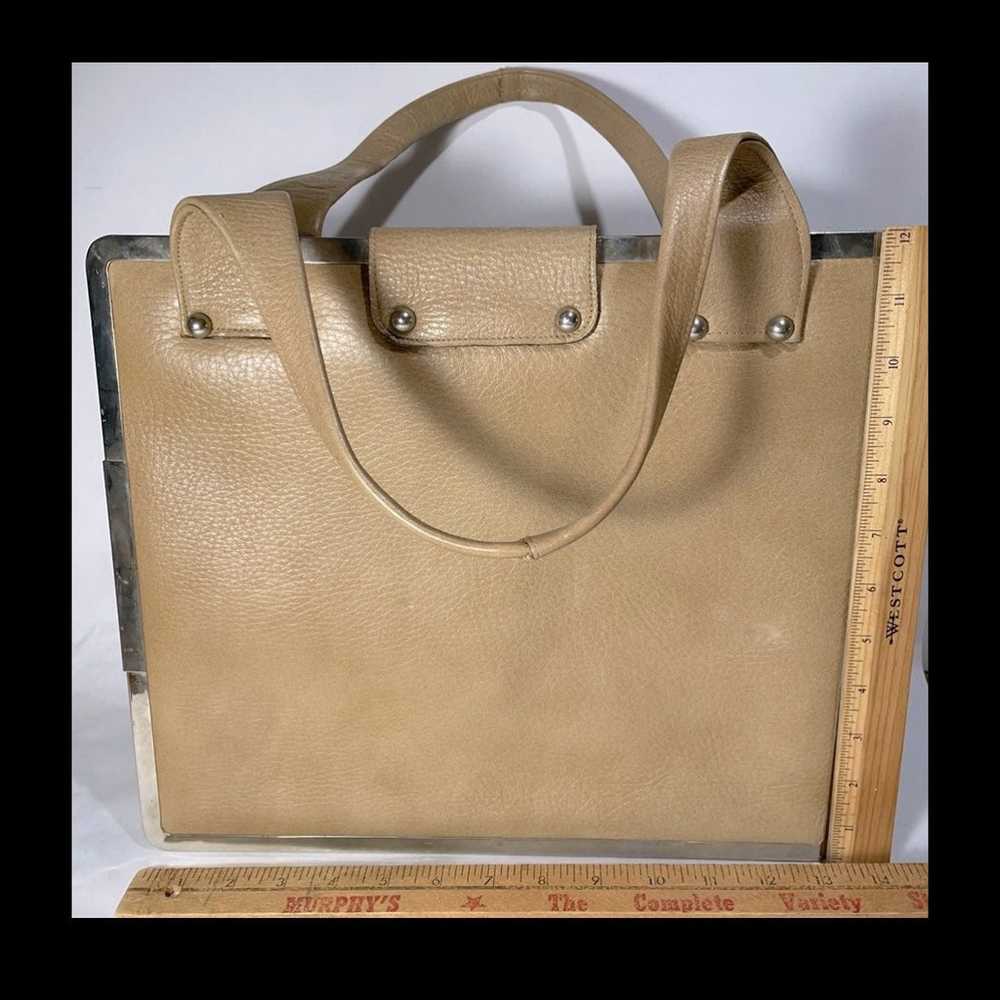 Vintage Penns Tan Leather & silver Metal Shoulder… - image 3