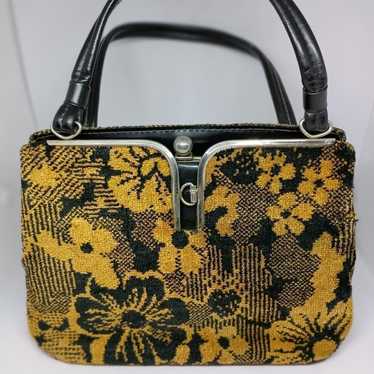 VINTAGE 60'S CHENILLE selling BLACK AND GOLD PURSE