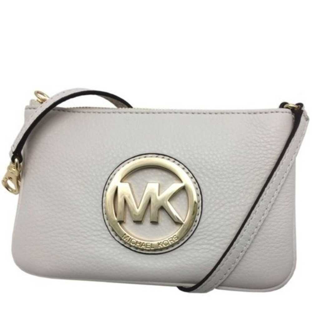 MK Pebbled Leather Wristlet: Grey - image 5