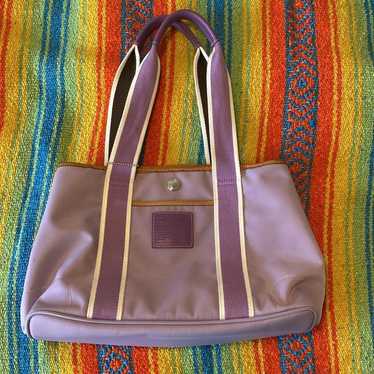 Vintage Coach Purple Nylon and Canvas Tote Bag - image 1