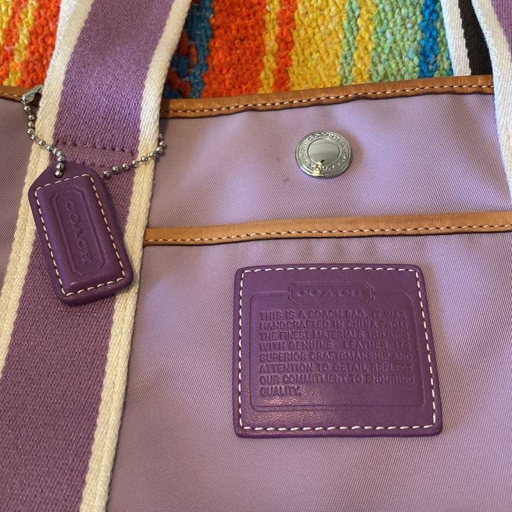 Vintage Coach Purple Nylon and Canvas Tote Bag - image 2