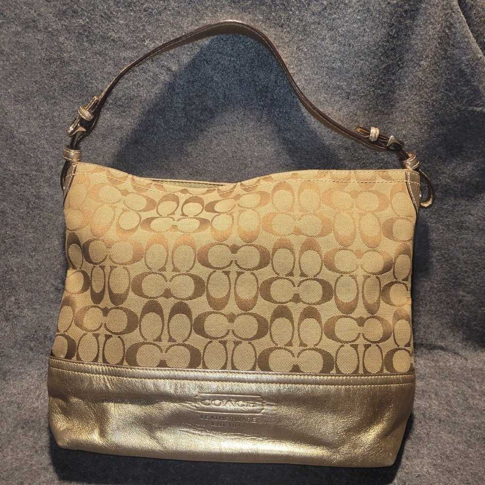 Genuine Coach Signature Canvas & Leather Tote 215… - image 2