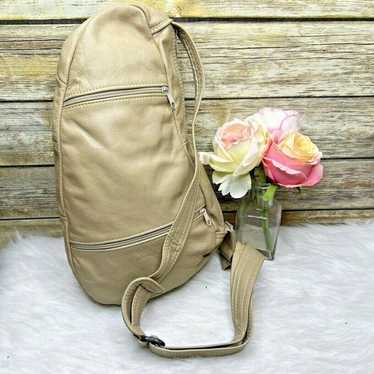 Artisan Beige Genuine Leather CrossBody Sling Shou