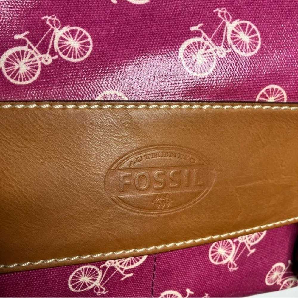 Fossil coated canvas messenger bag pink bicycle p… - image 3