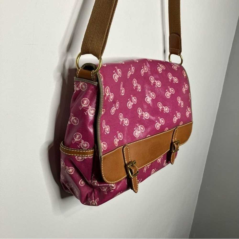 Fossil coated canvas messenger bag pink bicycle p… - image 4