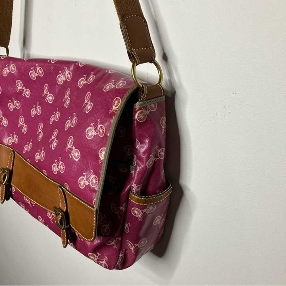 Fossil coated canvas messenger bag pink bicycle p… - image 6