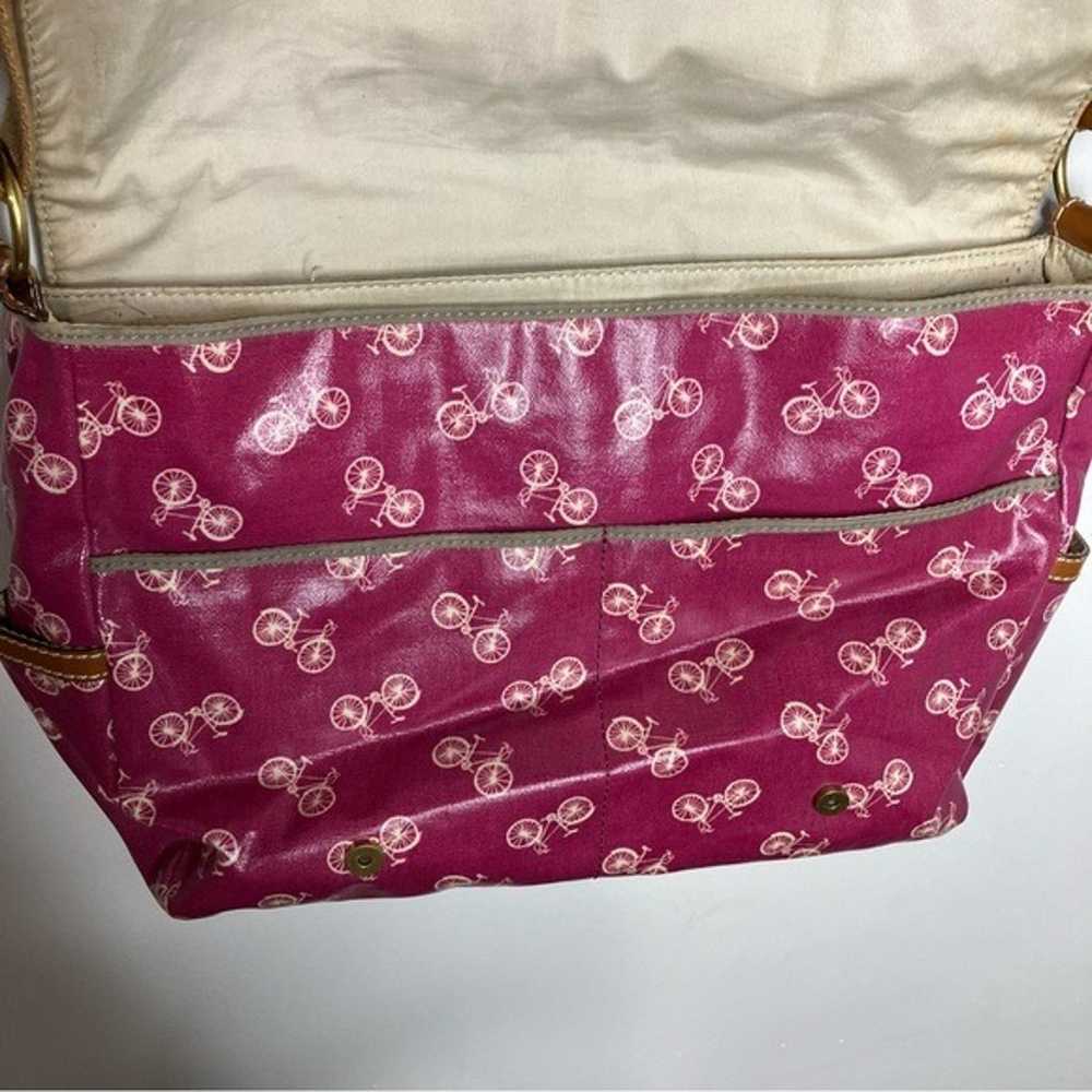 Fossil coated canvas messenger bag pink bicycle p… - image 9