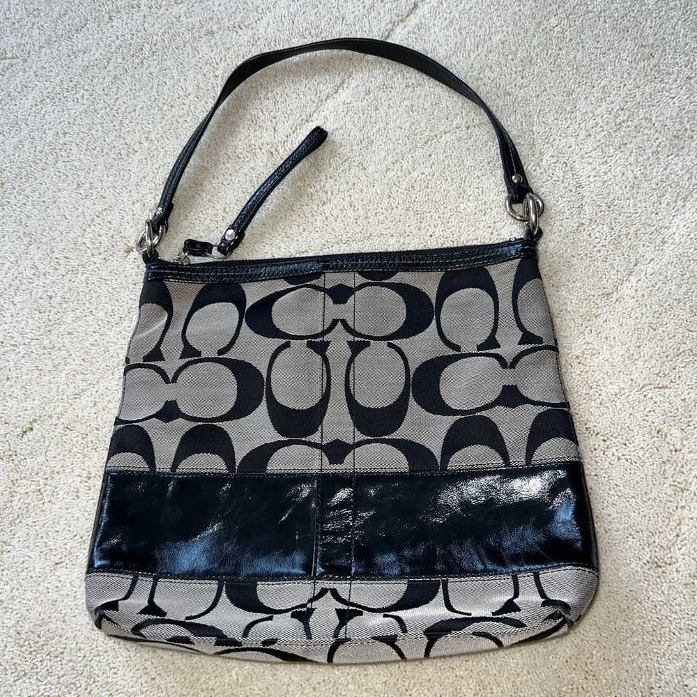 Coach Vintage Black Gray Satchel Shoulder Bag Tote - image 1