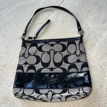 Coach Vintage Black Gray Satchel Shoulder Bag Tote - image 1