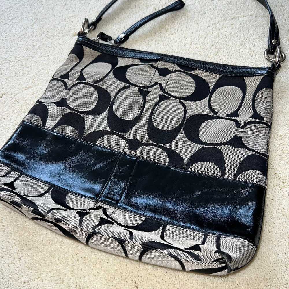 Coach Vintage Black Gray Satchel Shoulder Bag Tote - image 2