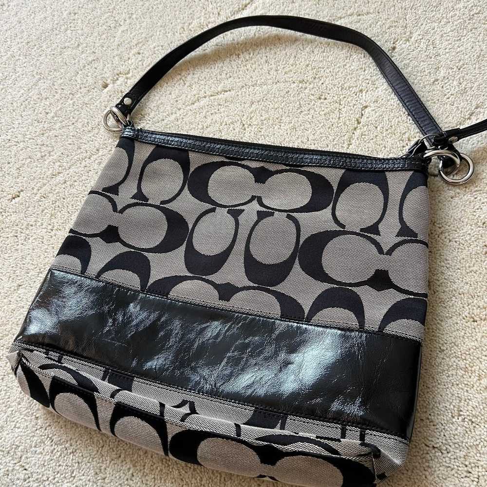 Coach Vintage Black Gray Satchel Shoulder Bag Tote - image 3