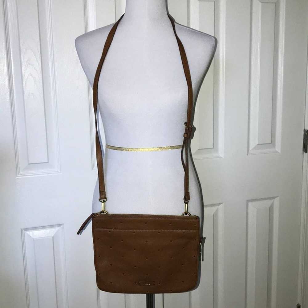 FOSSIL JULIA VINTAGE PERFORATED BROWN CROSSBODY - image 4