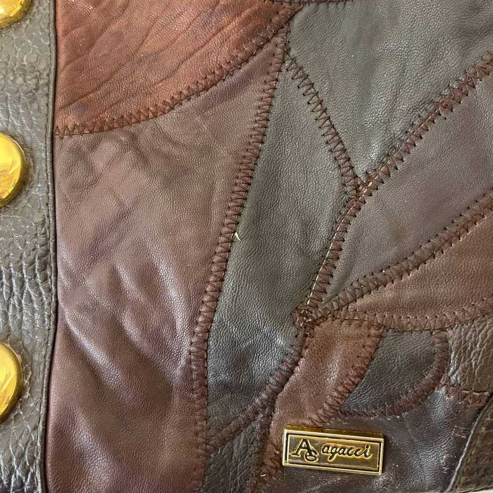 Vintage Patchwork 1970's Leather Agacci Purse Han… - image 6