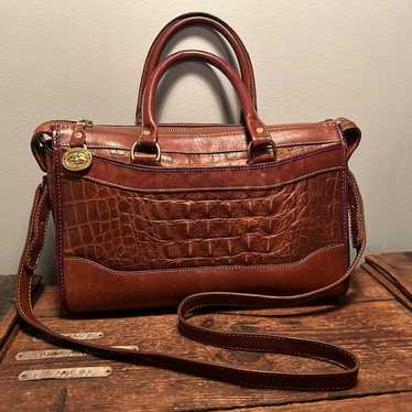 Brahmin  Brown Croco Leather Satchel purse bag to… - image 1