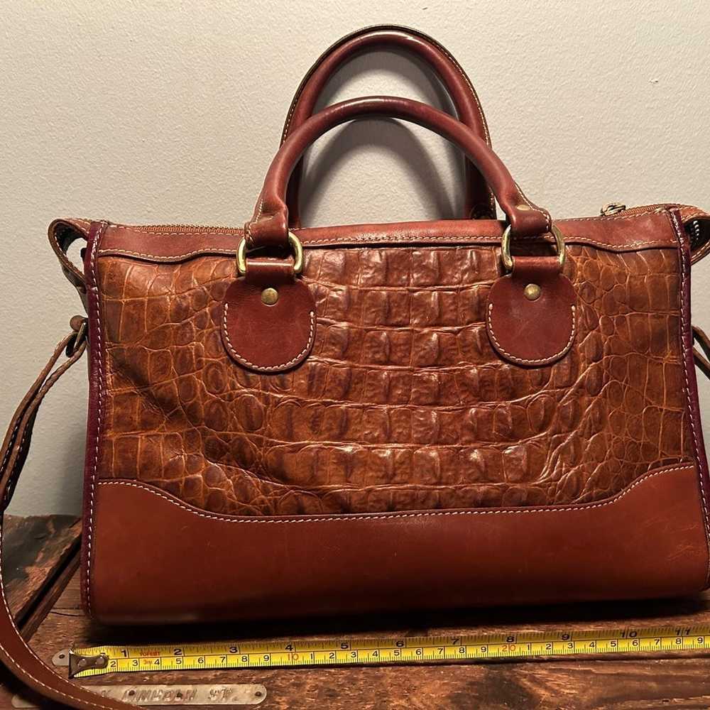 Brahmin  Brown Croco Leather Satchel purse bag to… - image 2