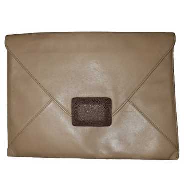 Crown Vintage Leather Envelope Clutch shops Gold Accent