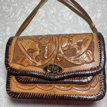 Vintage floral tooled leather purse