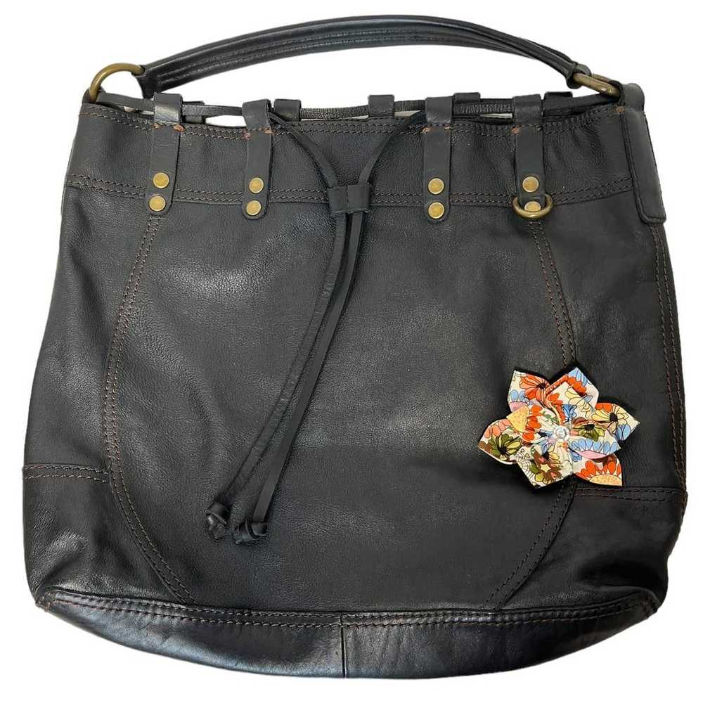 Lucky Brand Vintage Leather Bucket Satchel Hobo  … - image 1