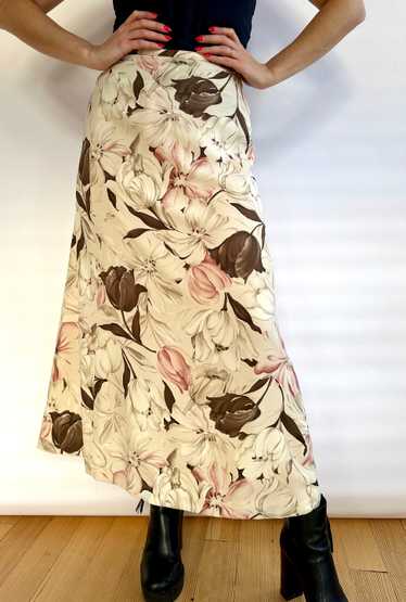 Y2K Vintage White Floral Maxi Skirt
