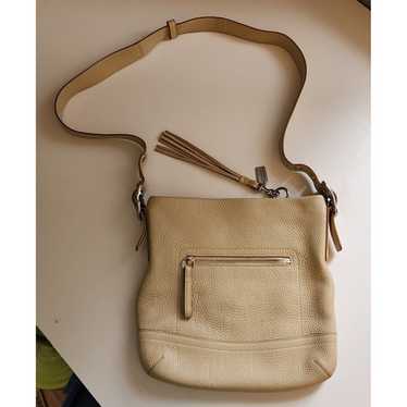 **COACH 3796 Sand (Signature Lined) Legacy Soft Slim selling Pebbled Crossbody Hobo EUC!