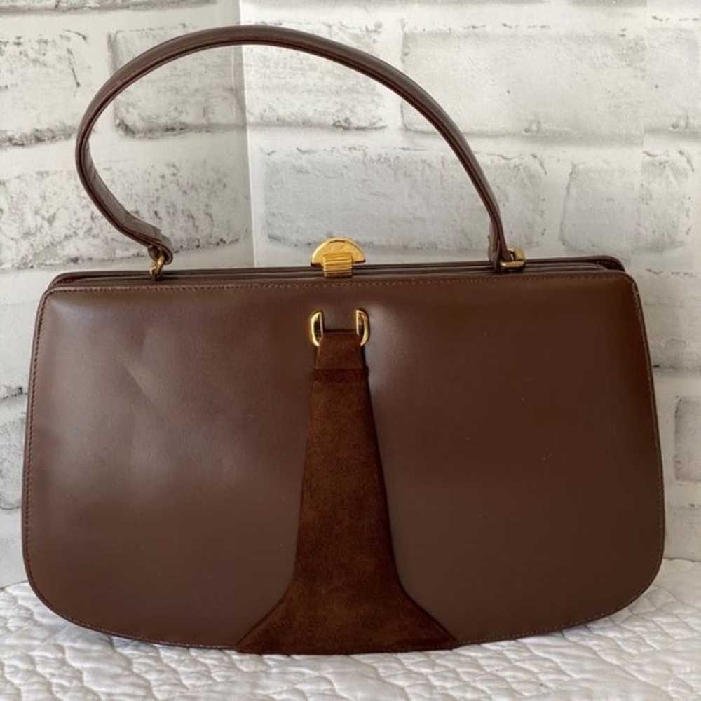 Vintage 50s 60s Small Dainty Brown Leather Palizz… - image 2