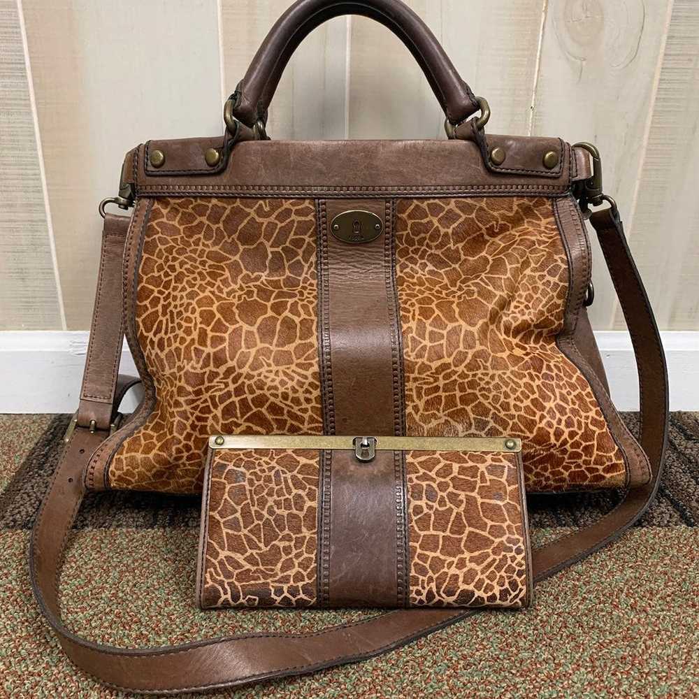 Fossil Vintage Revival Satchel and Wallet Giraffe… - image 1