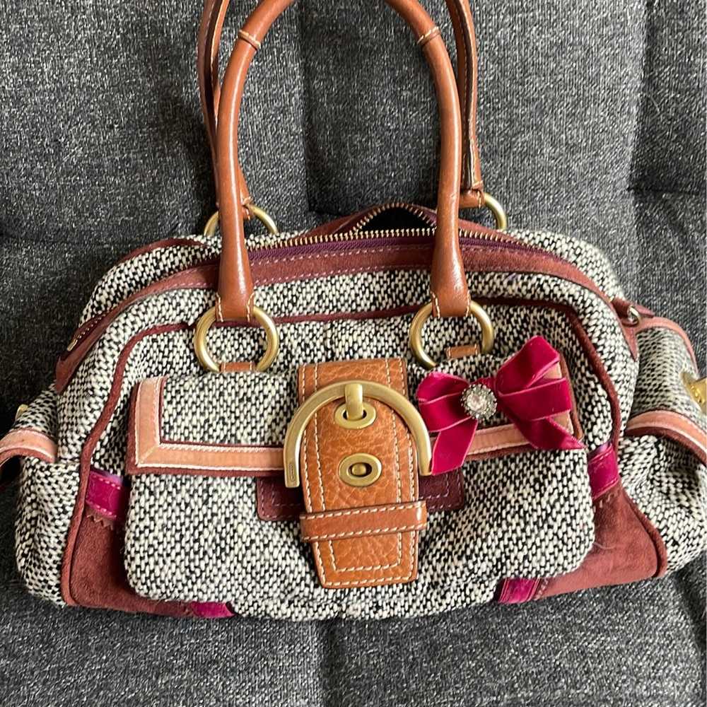 Rare Authentic Vintage Coach Bag Purse Y2K Tweed - image 2