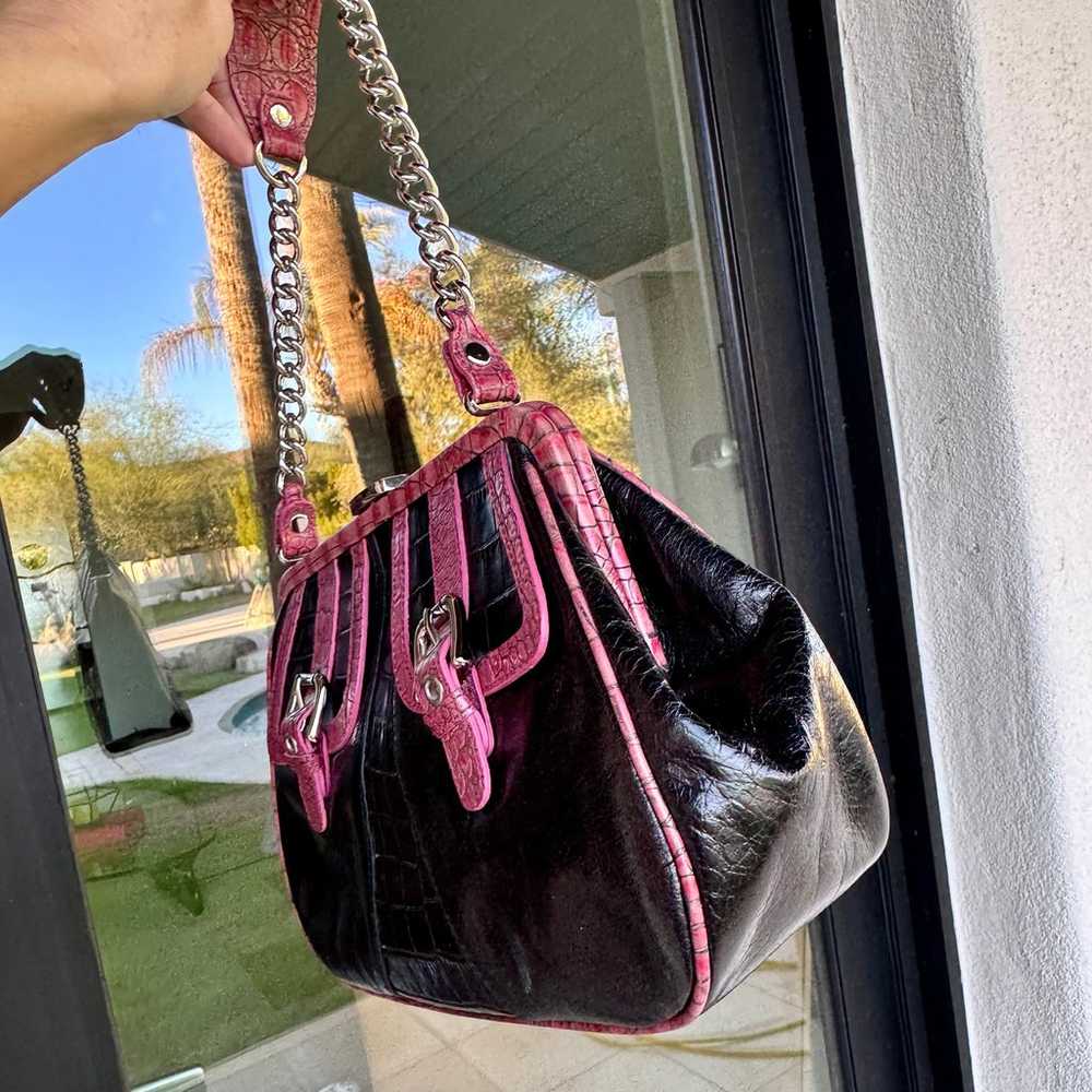 Isabella Fiore Croc Leather Detail Handbag Barbie… - image 3