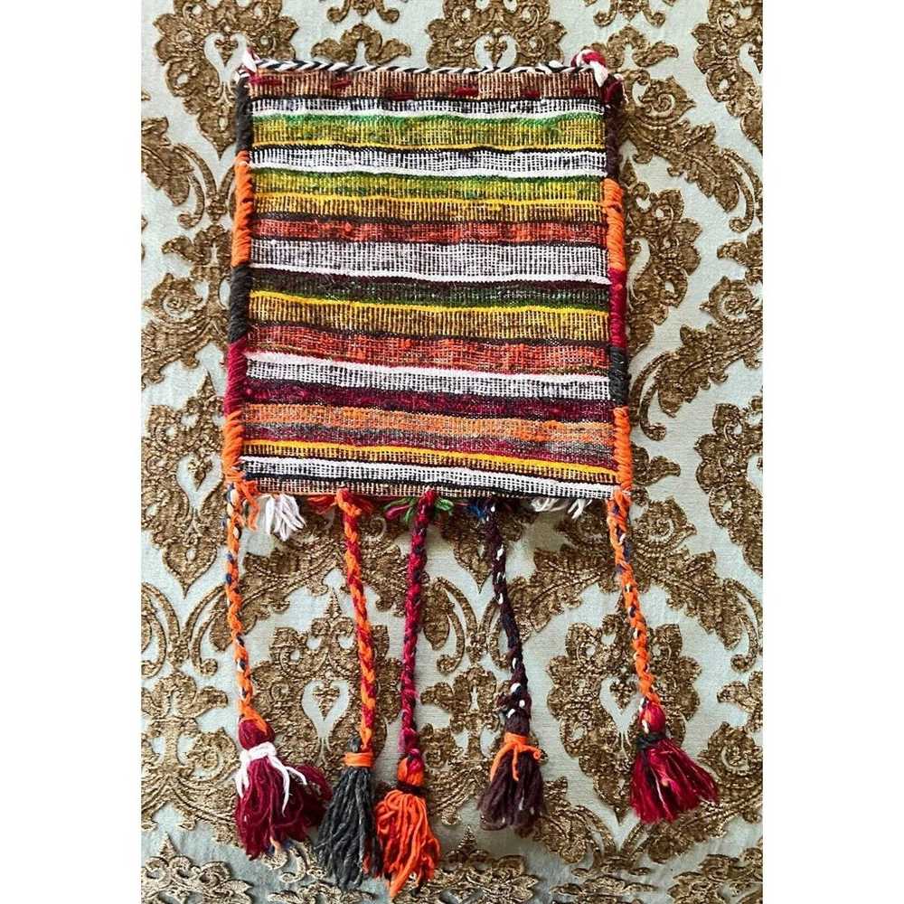 Vintage Persian Wool Carpet Salt Rug Bag Tassels … - image 2