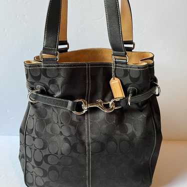 Coach Vintage (2007) Signature Shimmer good Tote Bag, Black