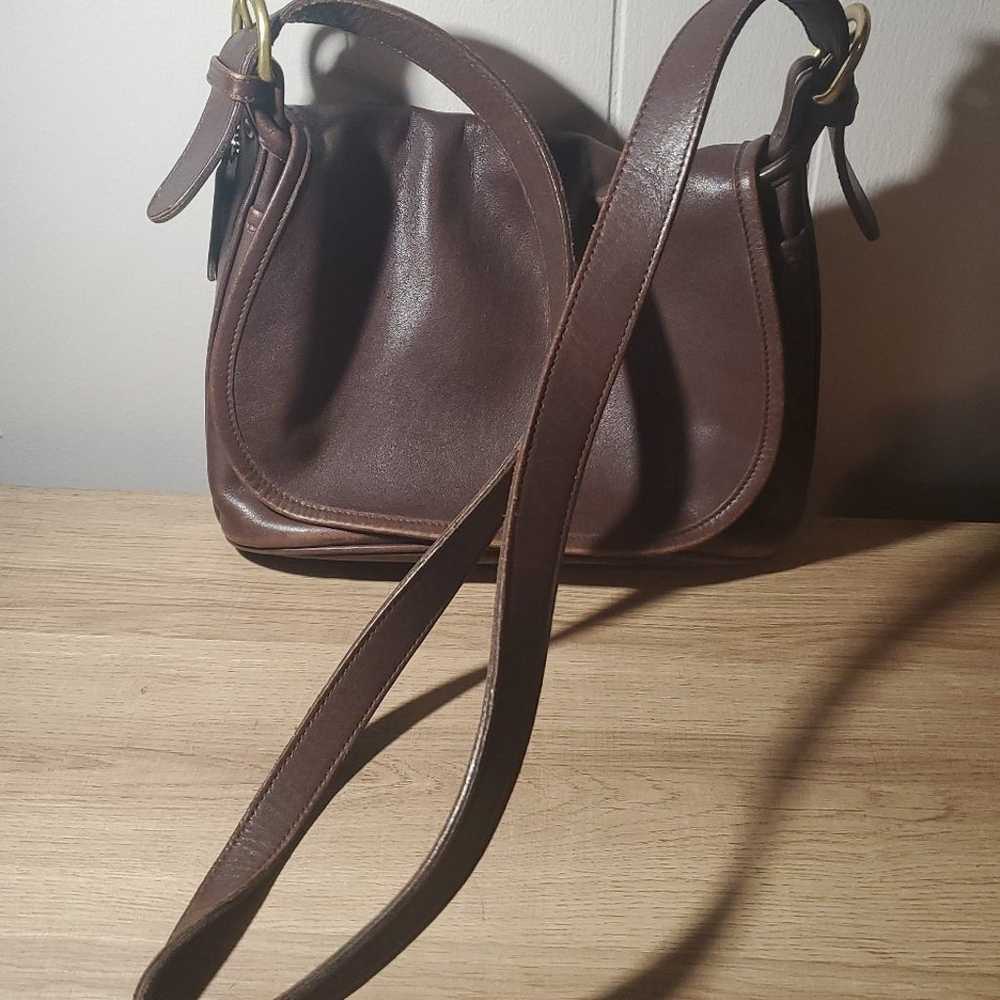 Vintage Coach Purse Brown Leather Shoulder Bag - image 1