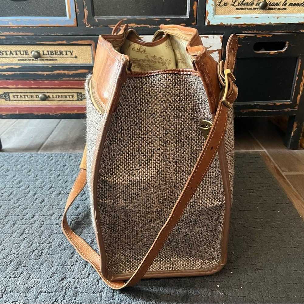 Vintage Hartmann luggage tweed leather shoulder b… - image 5