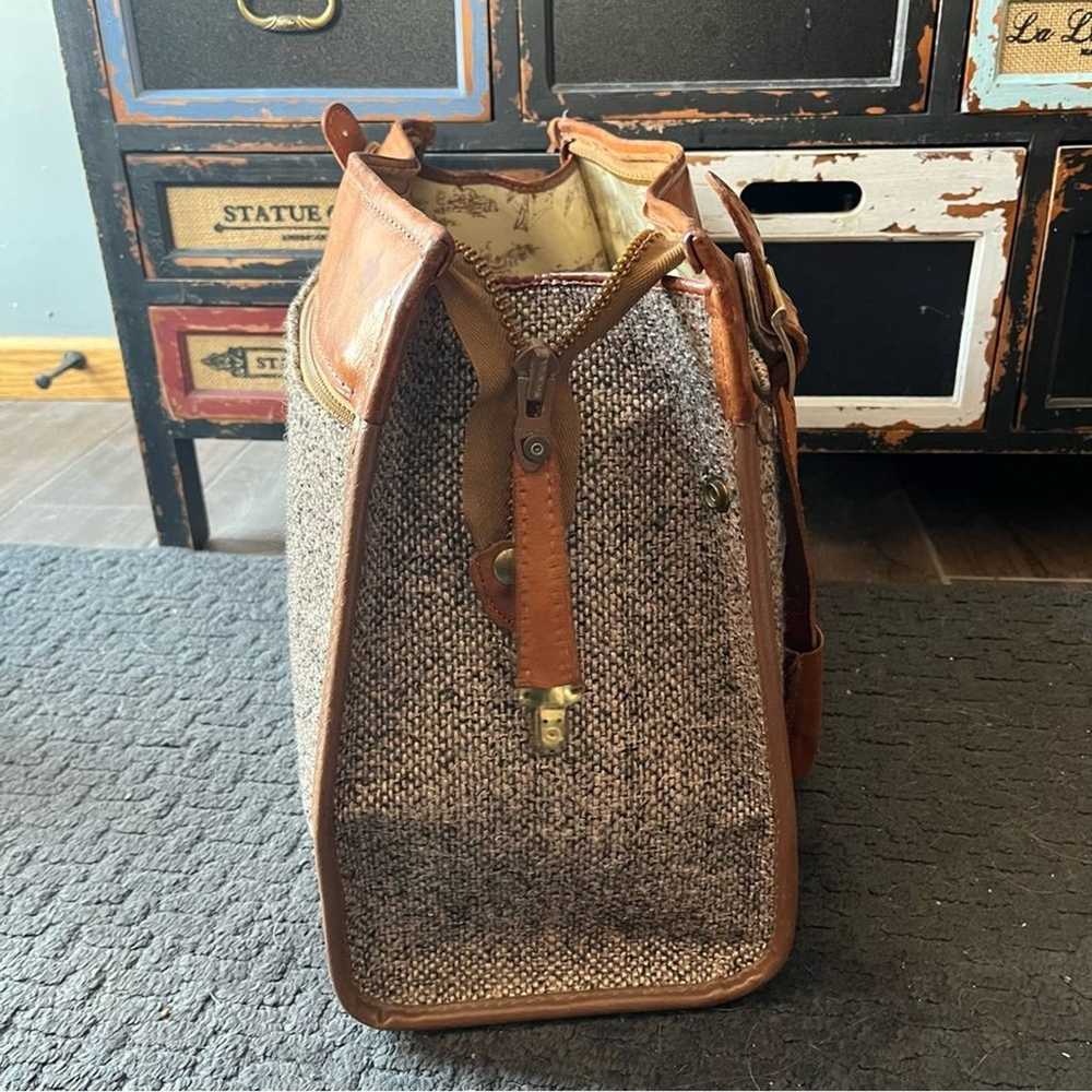 Vintage Hartmann luggage tweed leather shoulder b… - image 6