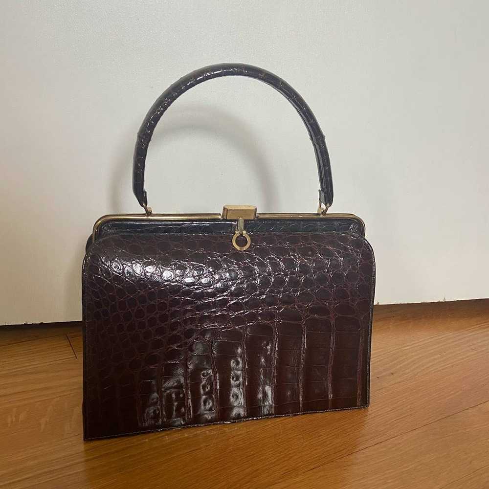 Bellestone Vintage Brown Purse Bag Gold Tone Snap… - image 9