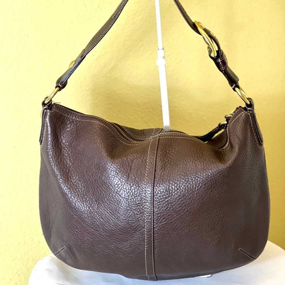 COACH~STUNNING VINTAGE~Brown Pebble Leather Hobo … - image 2