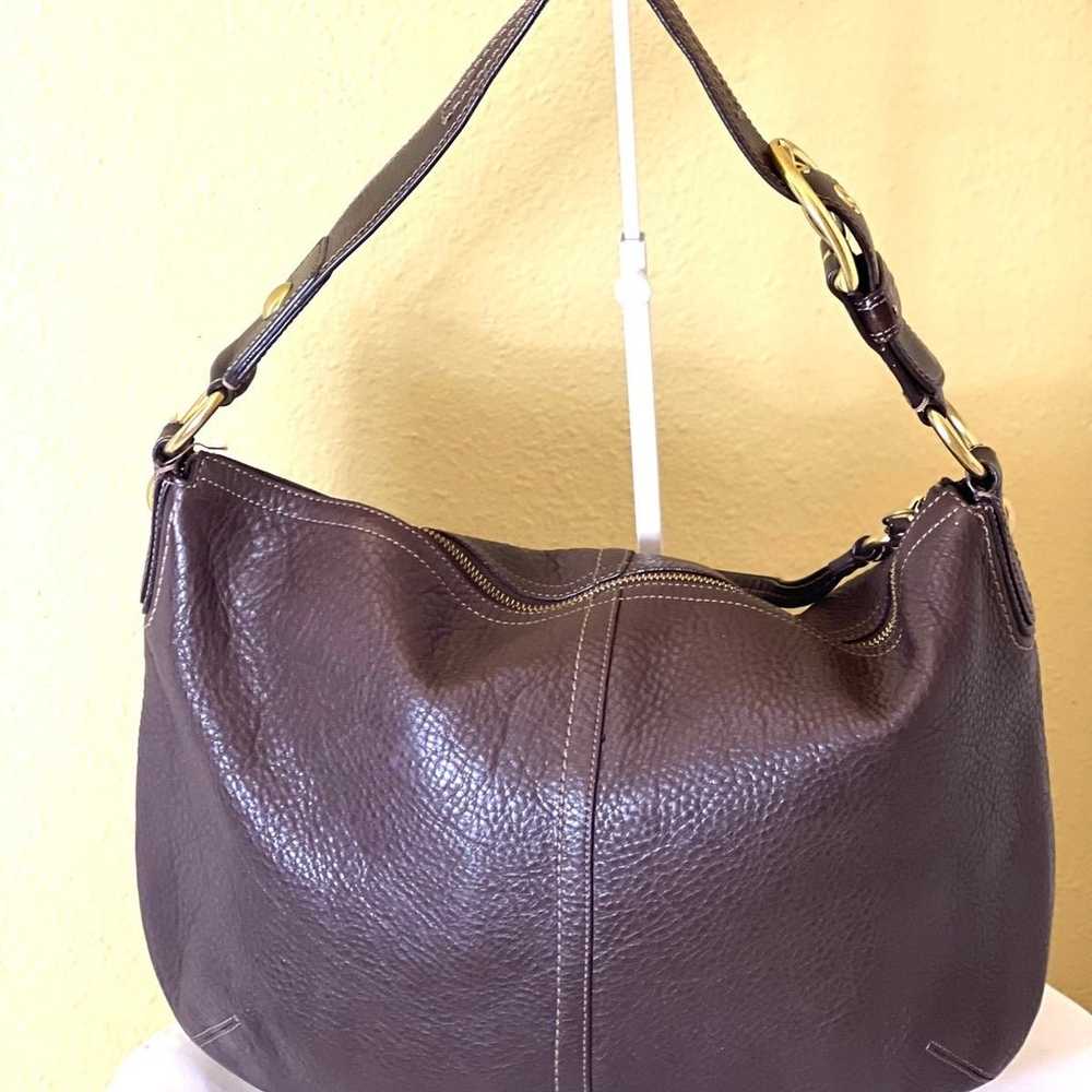 COACH~STUNNING VINTAGE~Brown Pebble Leather Hobo … - image 3