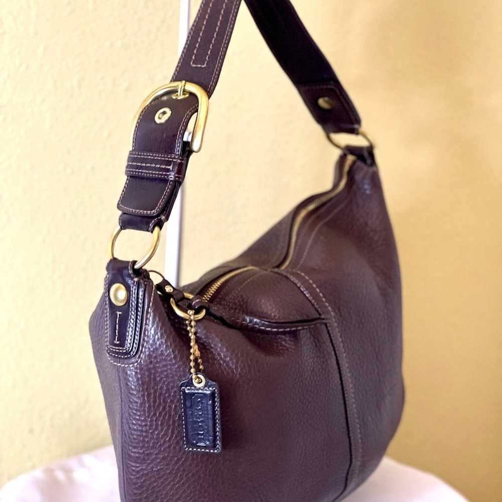 COACH~STUNNING VINTAGE~Brown Pebble Leather Hobo … - image 4