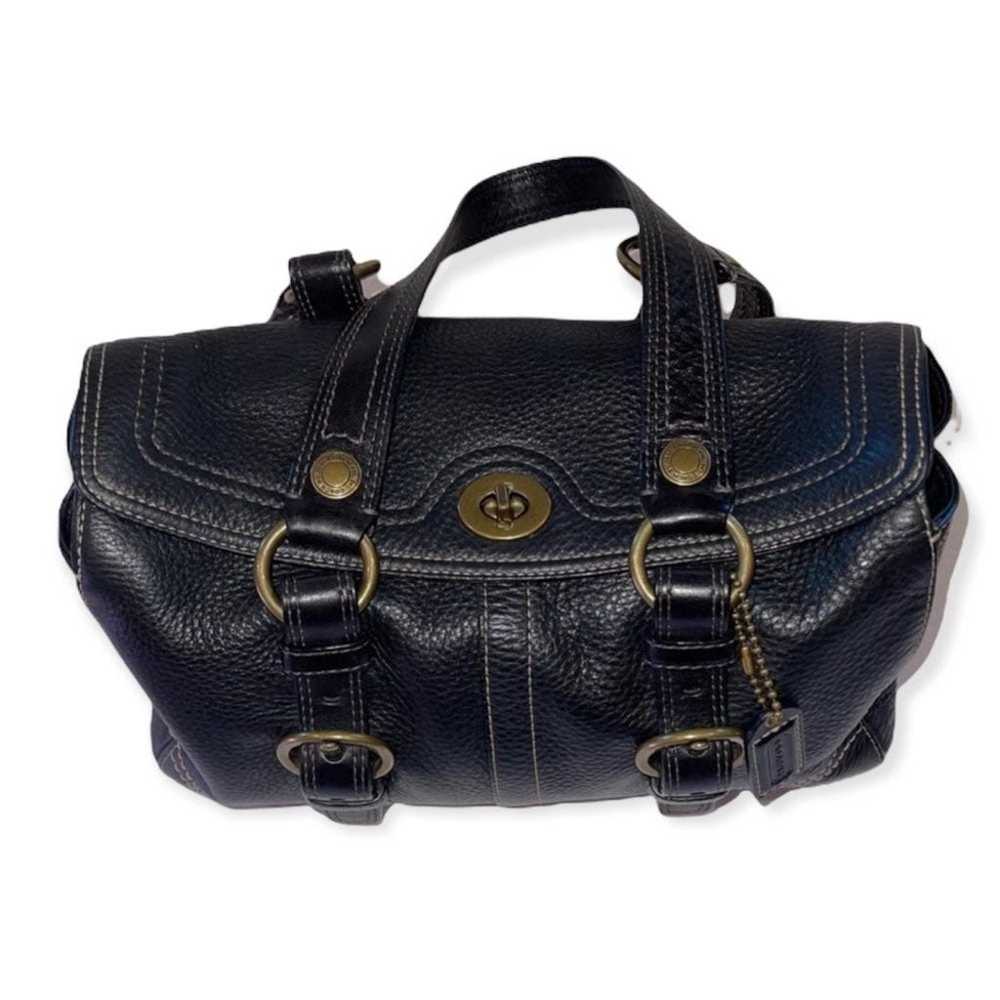 VINTAGE COACH Black Pebbled Leather Shoulder Bag - image 1