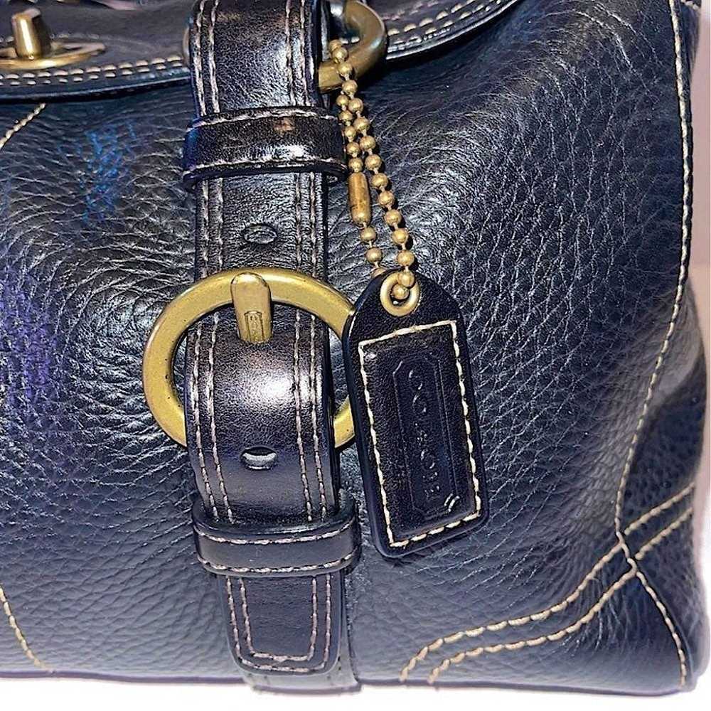 VINTAGE COACH Black Pebbled Leather Shoulder Bag - image 3