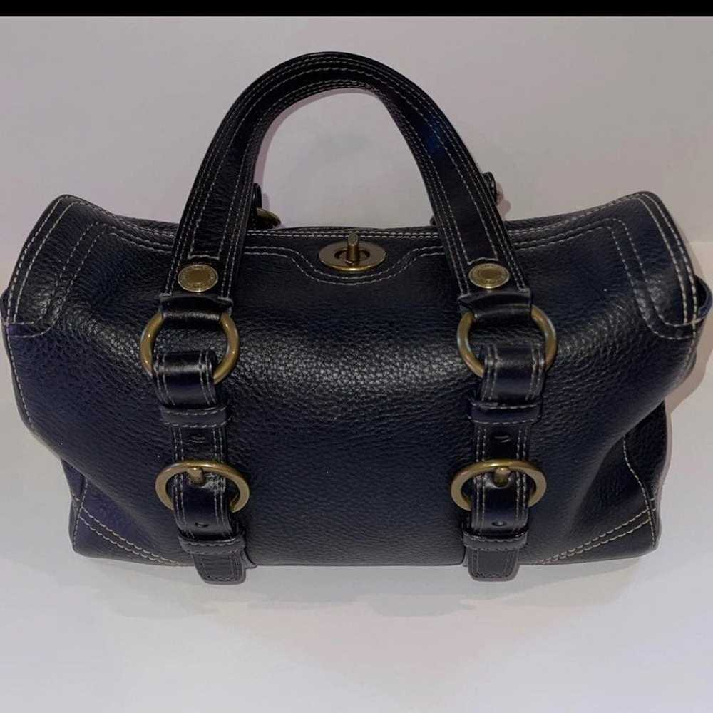 VINTAGE COACH Black Pebbled Leather Shoulder Bag - image 4