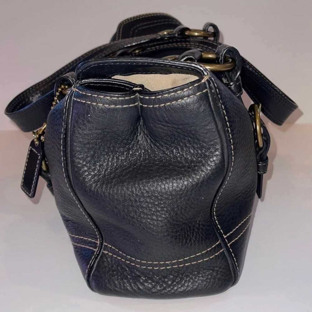 VINTAGE COACH Black Pebbled Leather Shoulder Bag - image 7