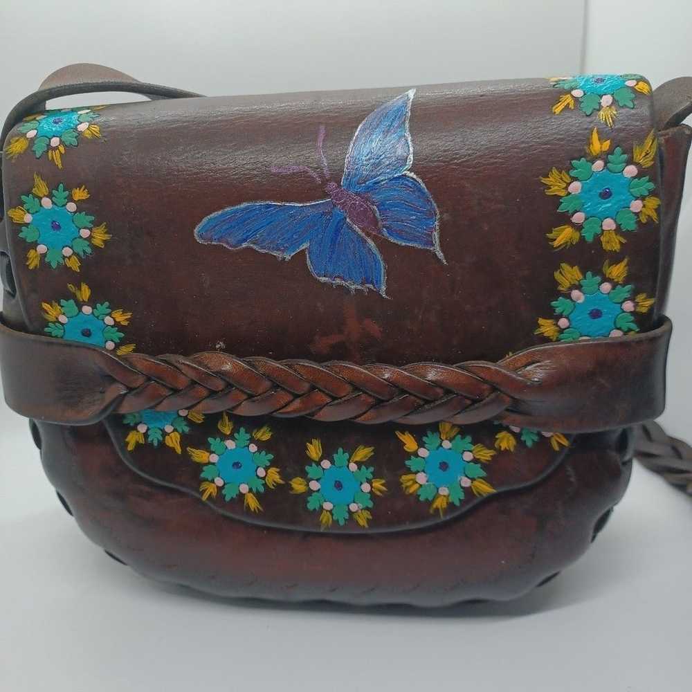 Hippie Boho Saddle Bag Vintage Leather 1970's - image 10