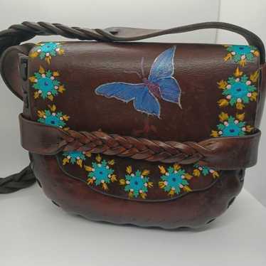 Hippie Boho Saddle Bag Vintage Leather 1970's - image 1