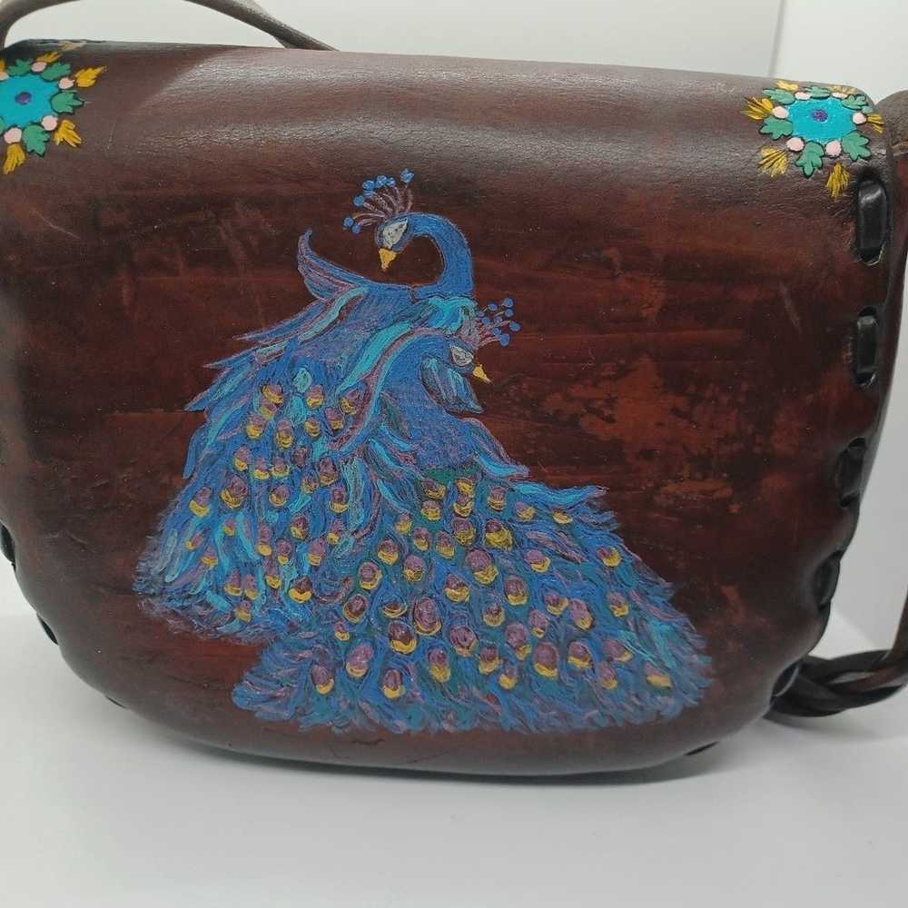 Hippie Boho Saddle Bag Vintage Leather 1970's - image 2