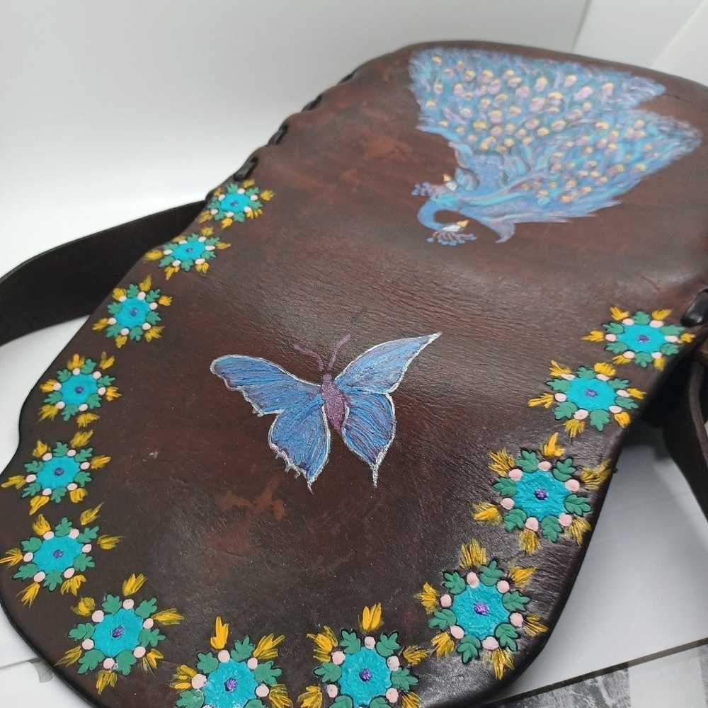 Hippie Boho Saddle Bag Vintage Leather 1970's - image 8