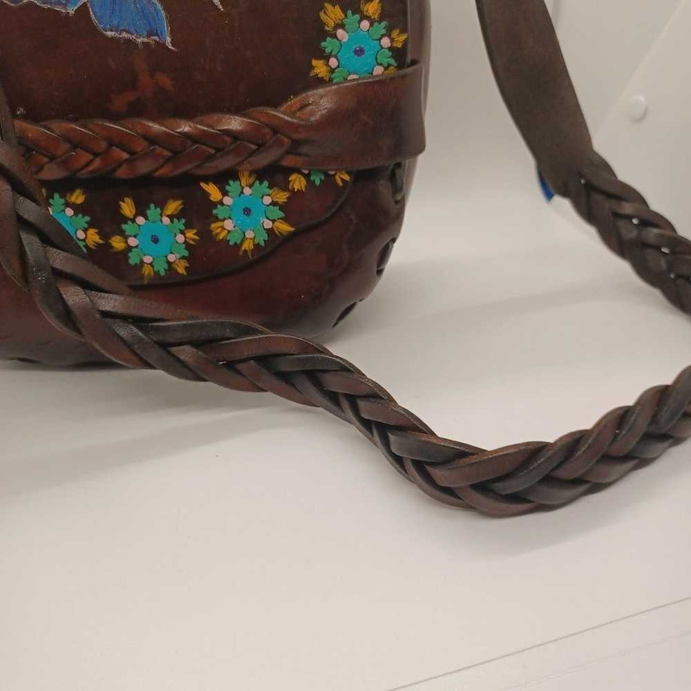 Hippie Boho Saddle Bag Vintage Leather 1970's - image 9